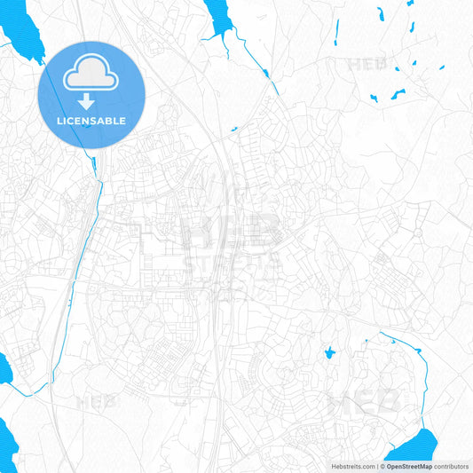 Upplands Väsby, Sweden PDF vector map with water in focus