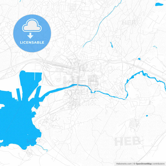 Uddevalla, Sweden PDF vector map with water in focus