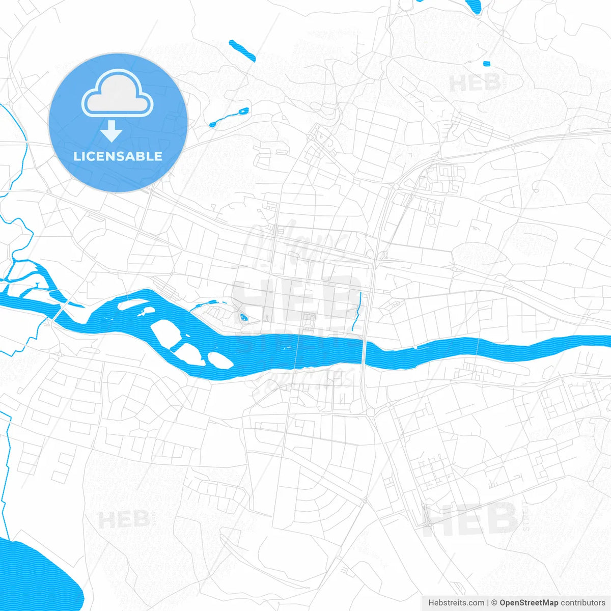Skellefteå, Sweden PDF vector map with water in focus