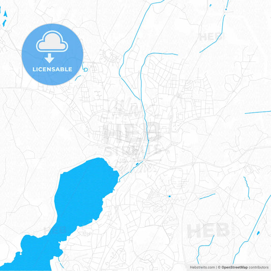 Vallentuna, Sweden PDF vector map with water in focus