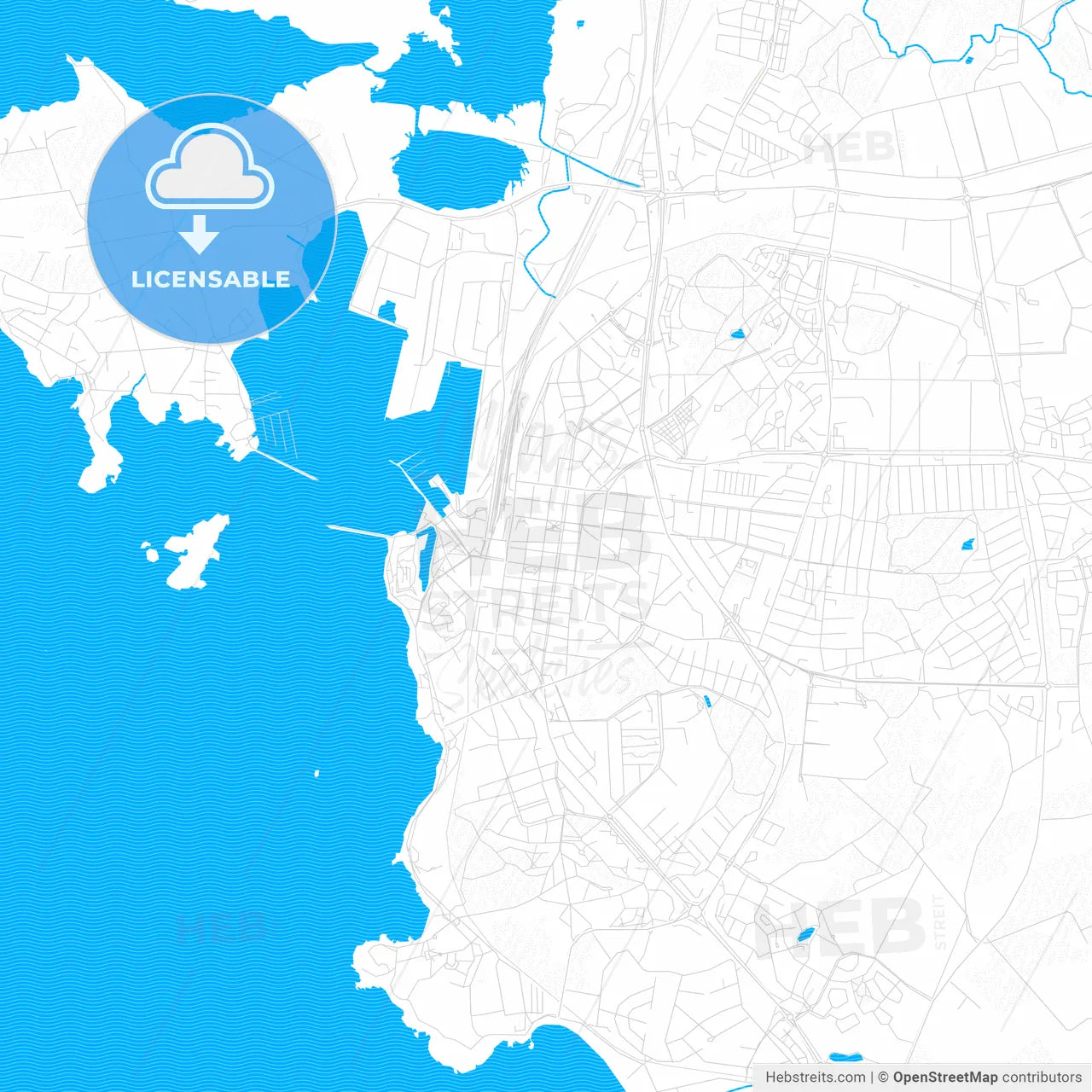 Varberg, Sweden Pdf Vector Map With Water In Focus – HEBSTREITS