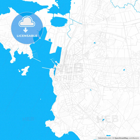 Varberg, Sweden PDF vector map with water in focus