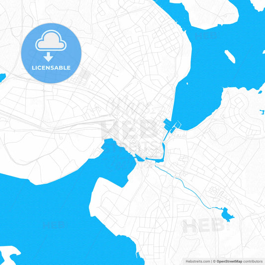 Piteå, Sweden PDF vector map with water in focus