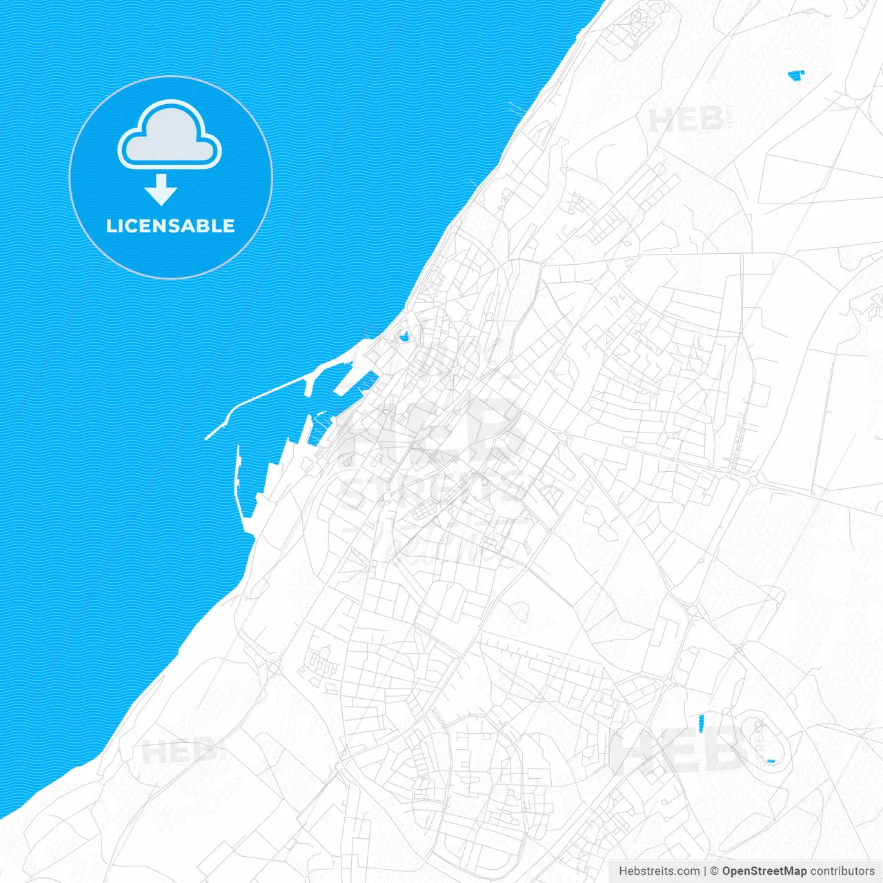 Visby, Sweden PDF vector map with water in focus