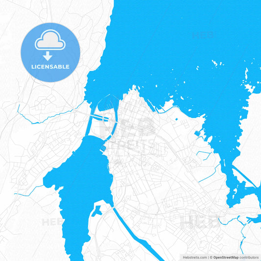 Vänersborg, Sweden PDF vector map with water in focus