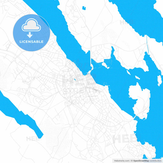Västervik, Sweden PDF vector map with water in focus