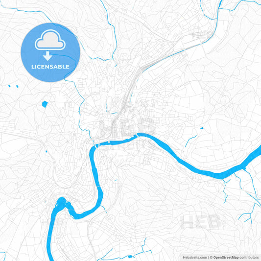 Schaffhausen, Switzerland PDF vector map with water in focus