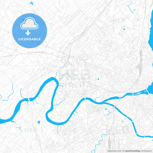 Vernier, Switzerland PDF vector map with water in focus