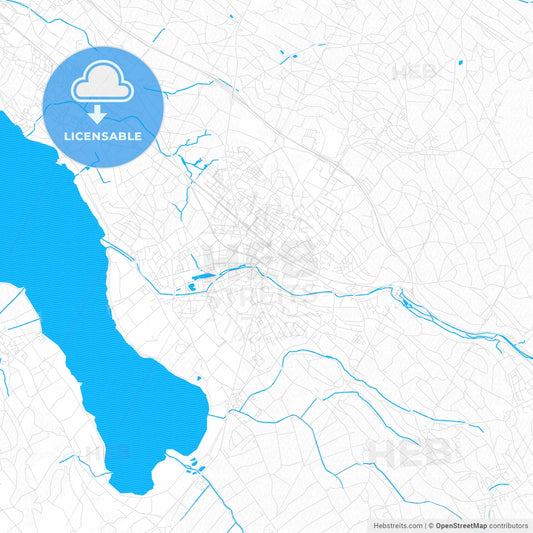 Uster, Switzerland PDF vector map with water in focus