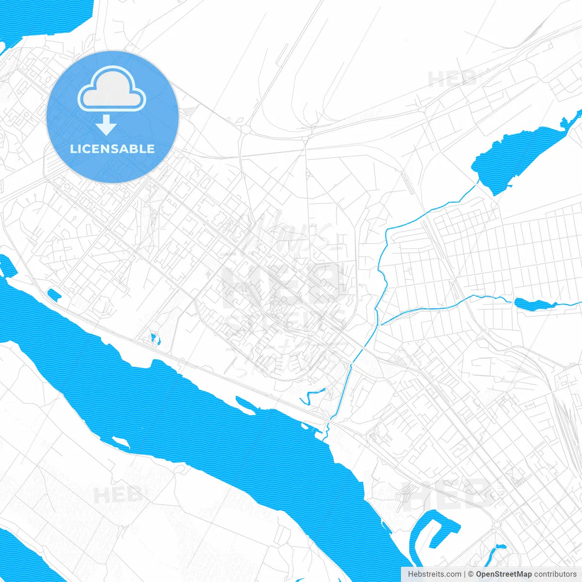 Zaporizhia, Ukraine PDF vector map with water in focus