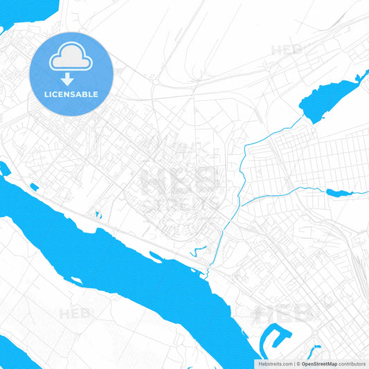 Zaporizhia, Ukraine PDF vector map with water in focus