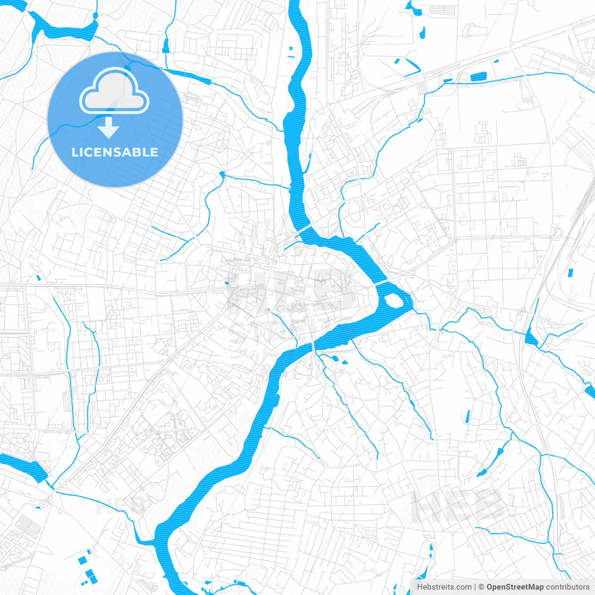 Vinnytsia, Ukraine PDF vector map with water in focus