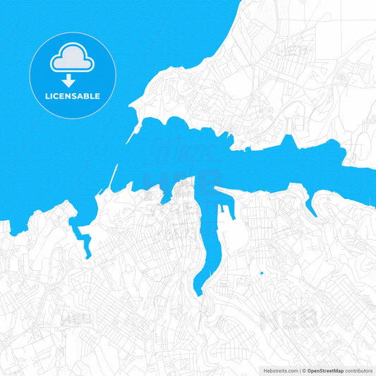 Sevastopol, Ukraine PDF vector map with water in focus
