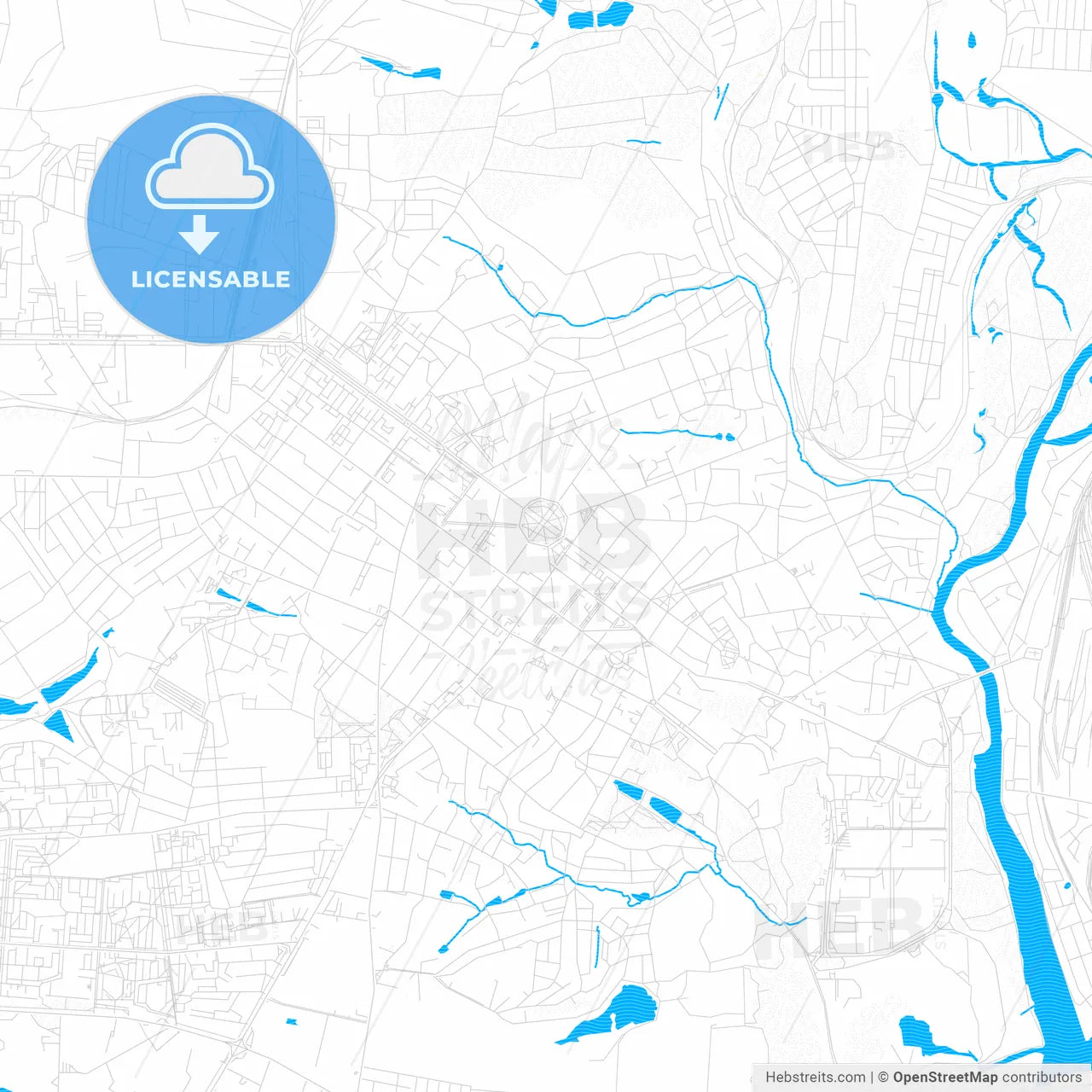 Poltava, Ukraine PDF vector map with water in focus
