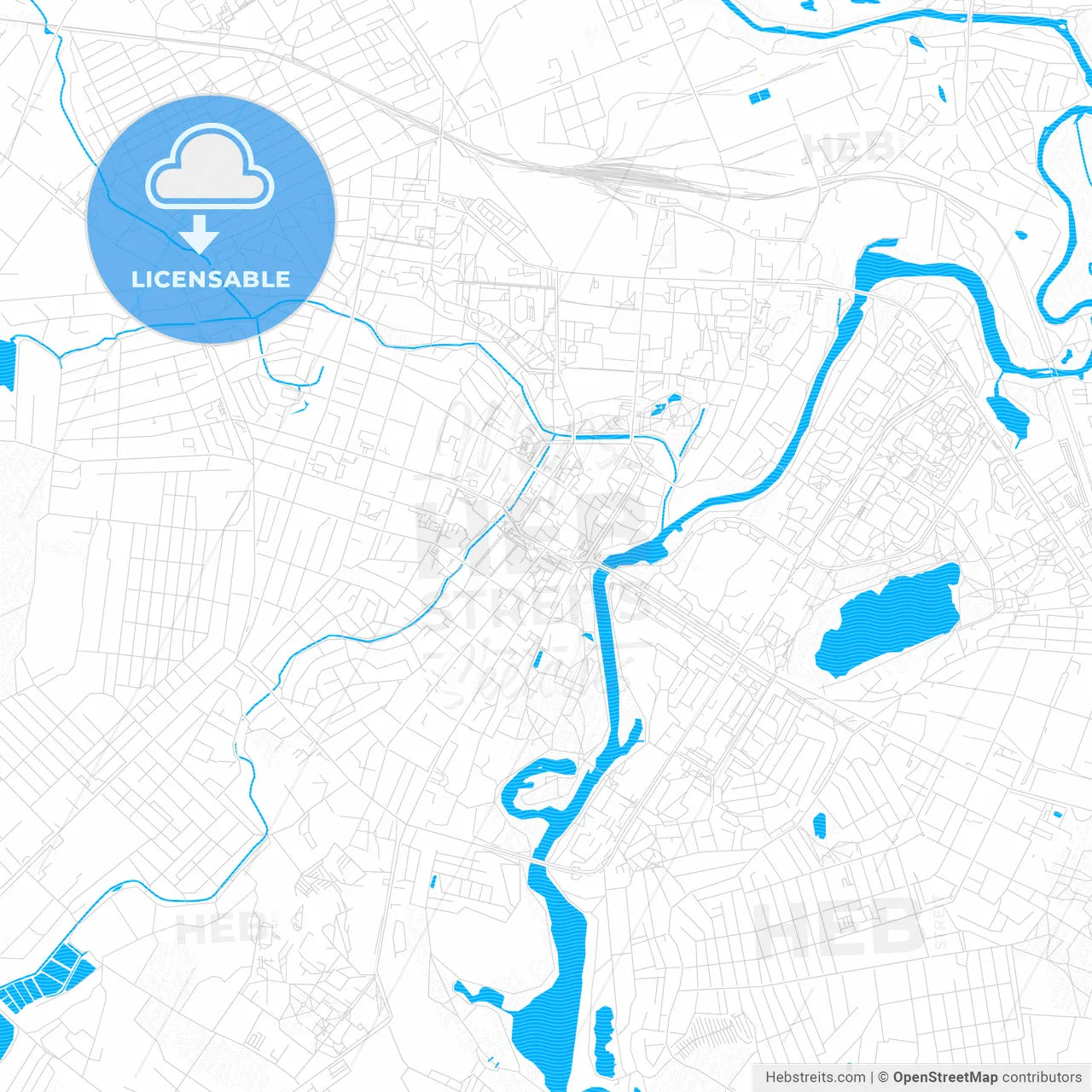 Sumy, Ukraine PDF vector map with water in focus