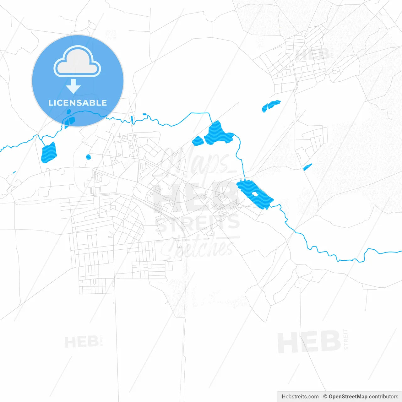 Shostka, Ukraine PDF vector map with water in focus