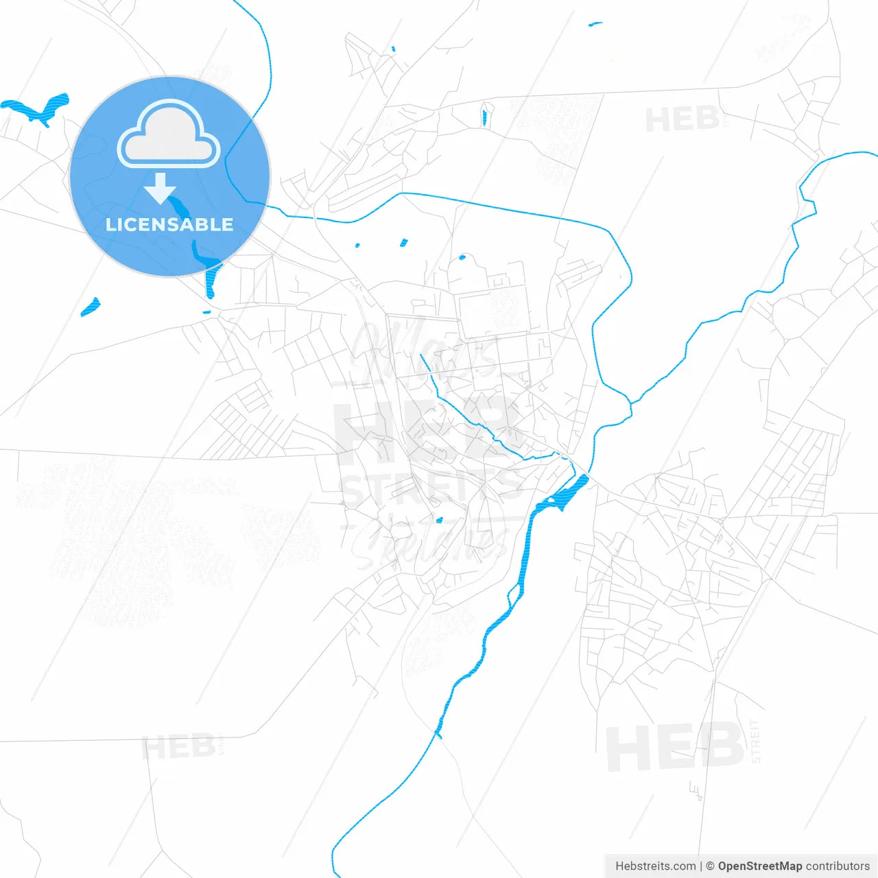 Romny, Ukraine PDF vector map with water in focus