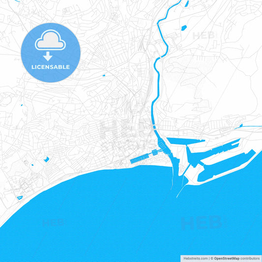 Swansea, Wales PDF vector map with water in focus