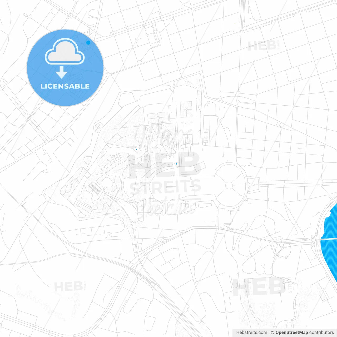 Vatican City, Vatican PDF vector map with water in focus