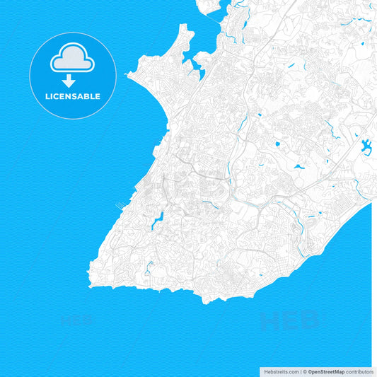 Salvador, Brazil PDF vector map with water in focus