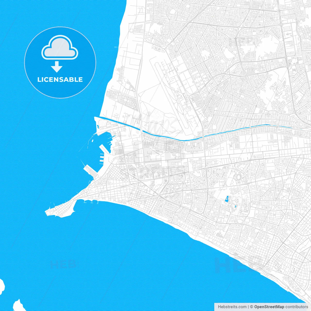 Callao, Peru PDF vector map with water in focus