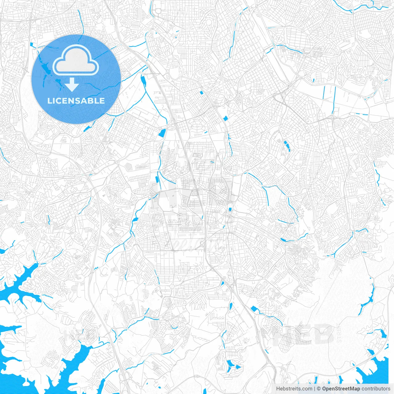 Sao Bernardo do Campo, Brazil PDF vector map with water in focus