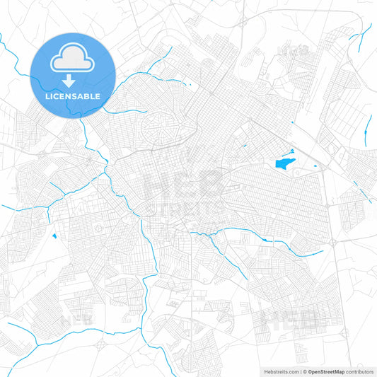 Uberlandia, Brazil PDF vector map with water in focus