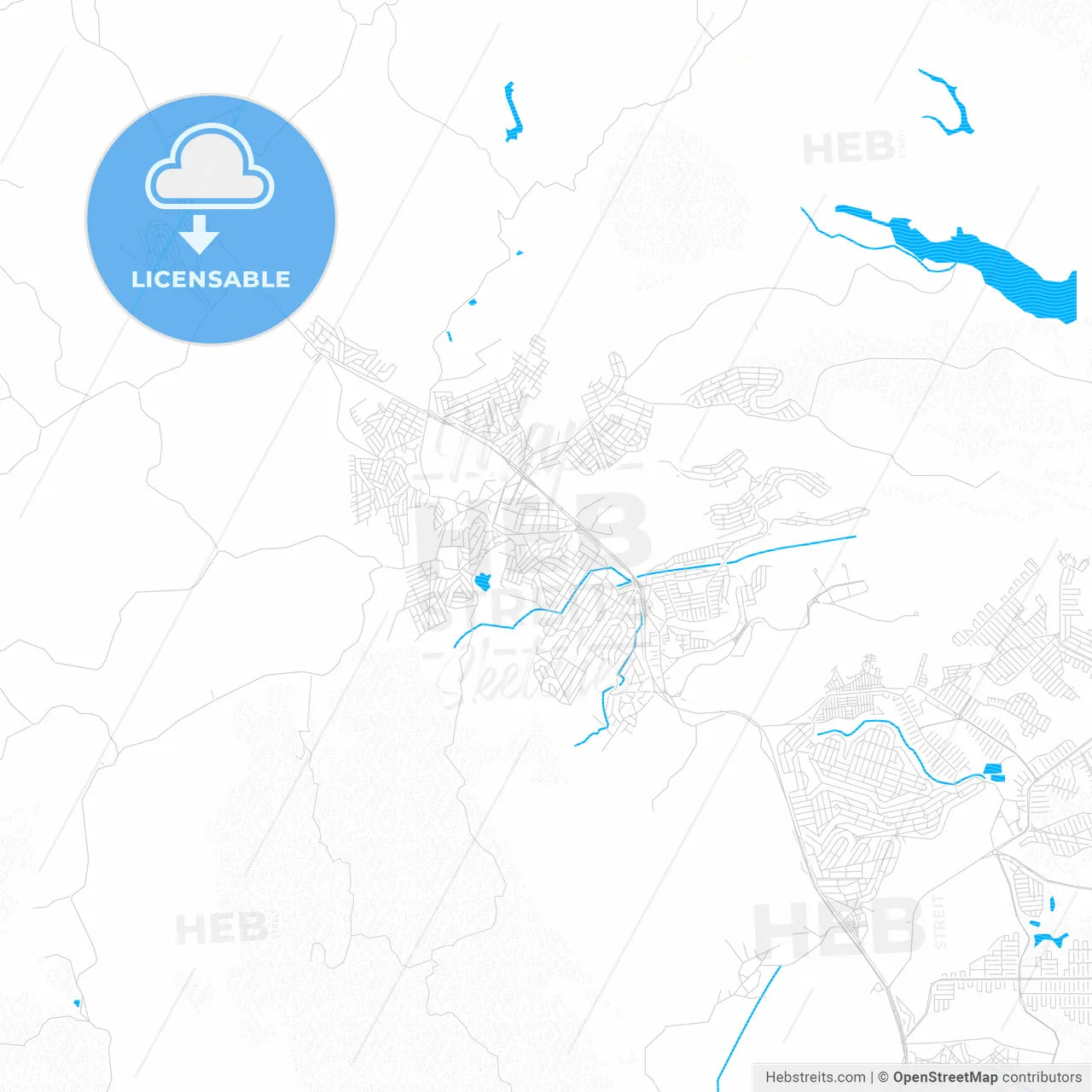 Serra, Brazil PDF vector map with water in focus