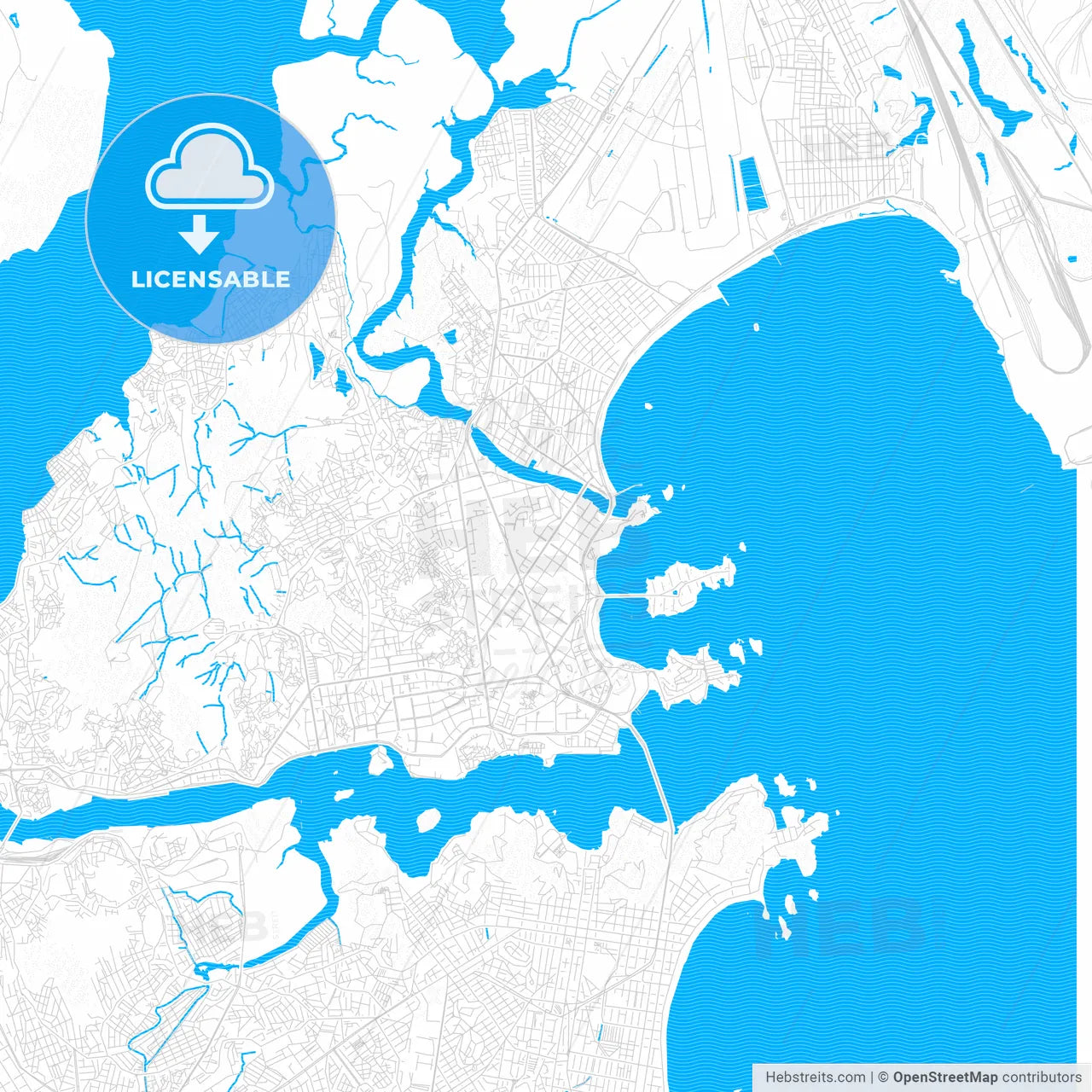 Vitoria, Brazil PDF vector map with water in focus