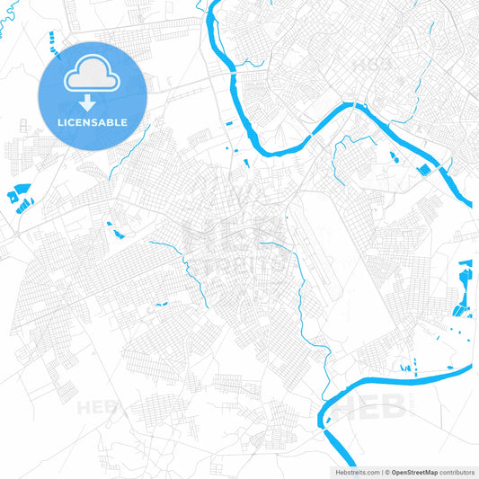 Varzea Grande, Brazil PDF vector map with water in focus