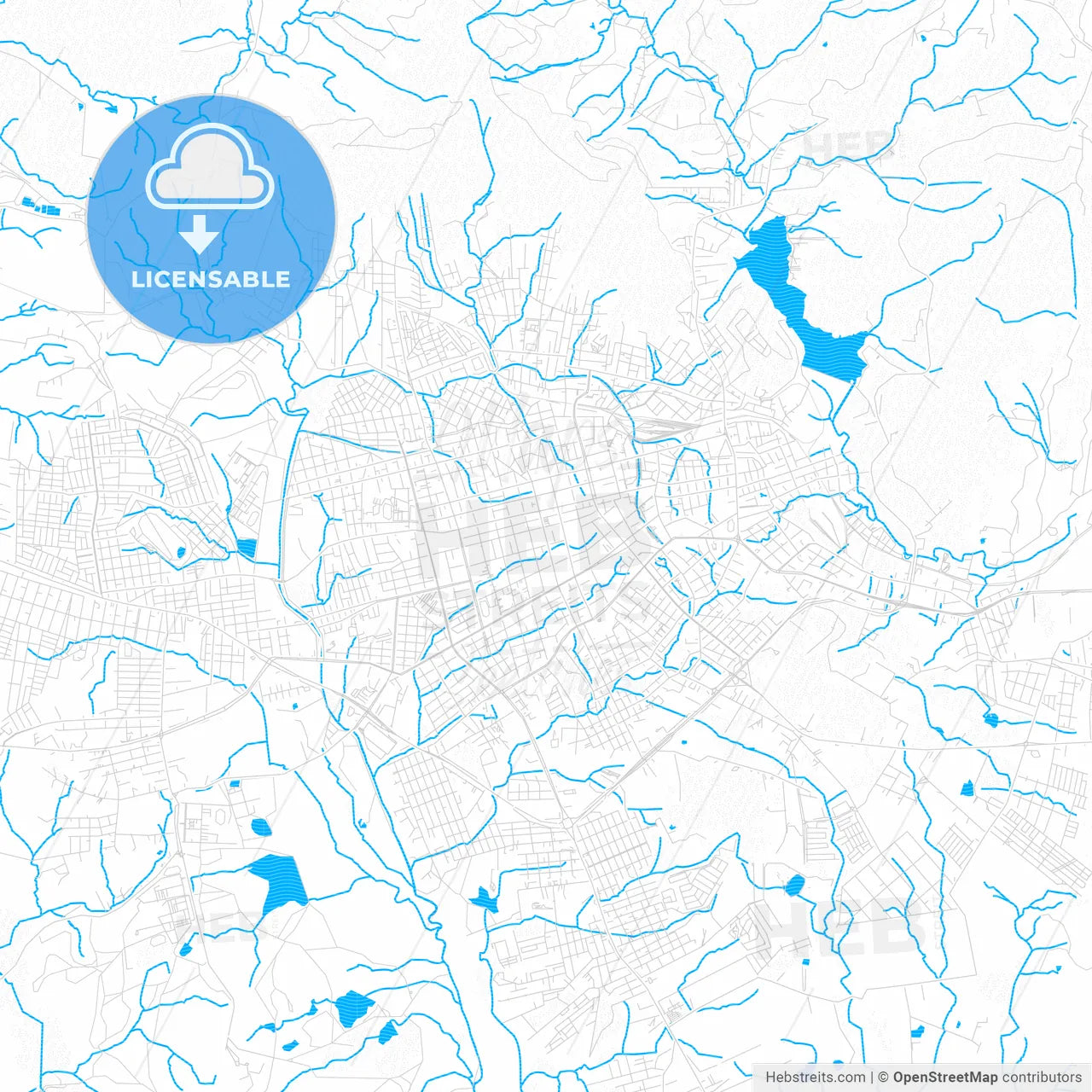 Santa Maria, Brazil PDF vector map with water in focus