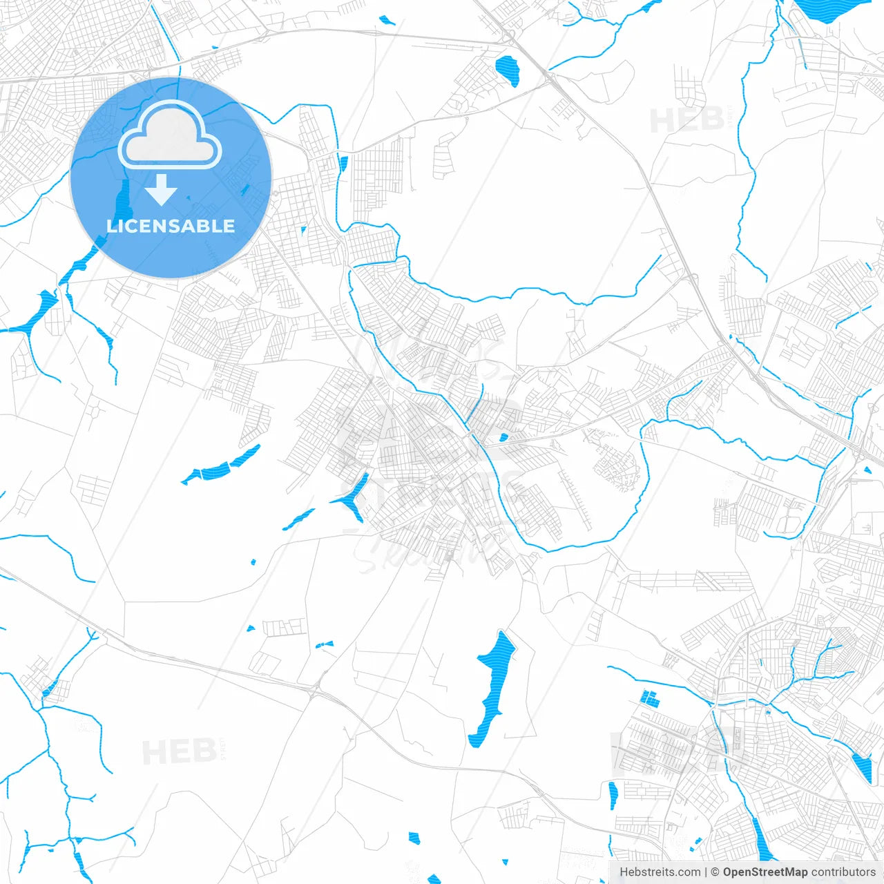 Sumare, Brazil PDF vector map with water in focus