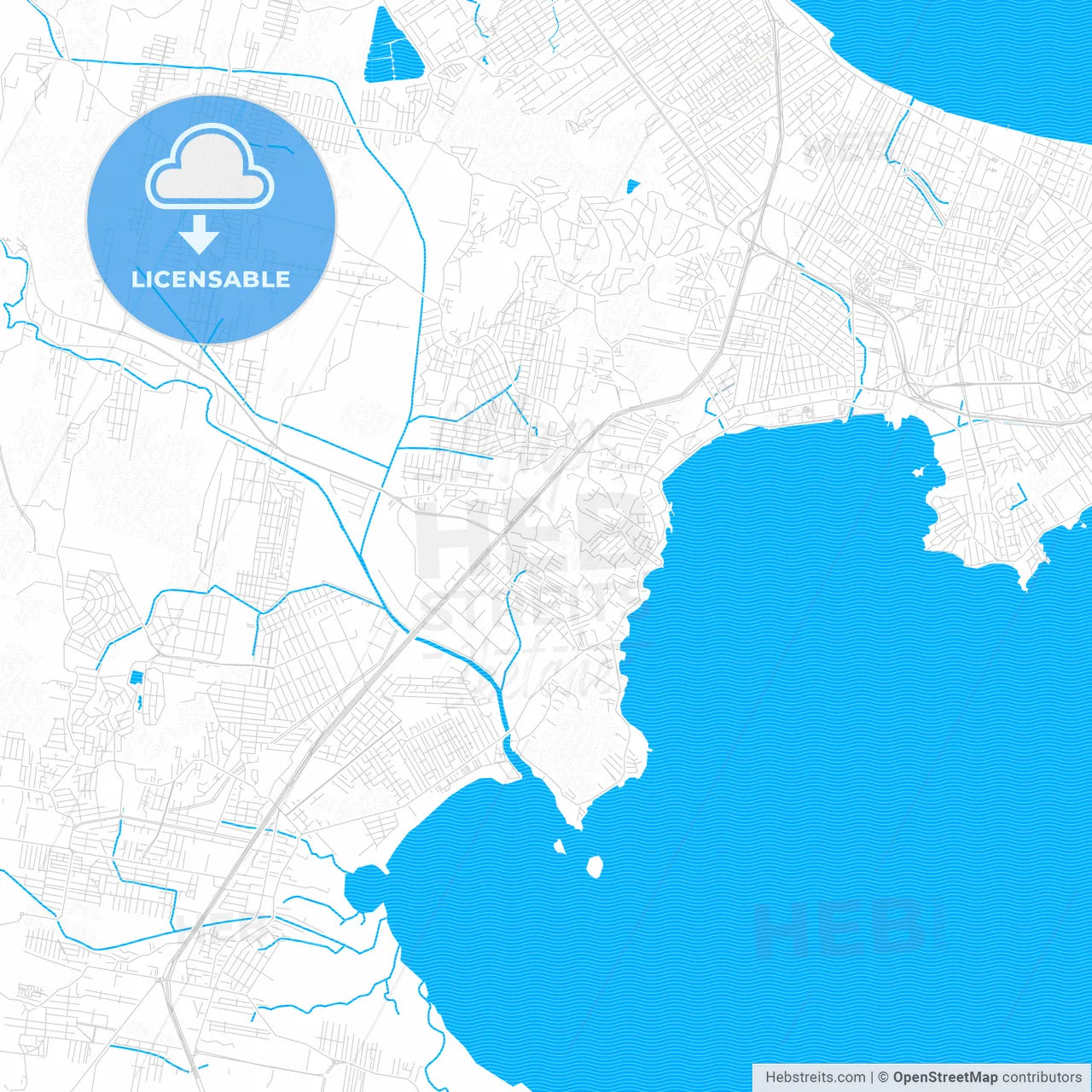 Sao Jose, Brazil PDF vector map with water in focus
