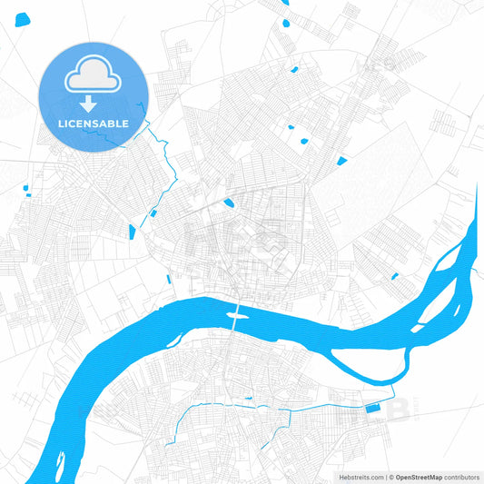 Petrolina, Brazil PDF vector map with water in focus