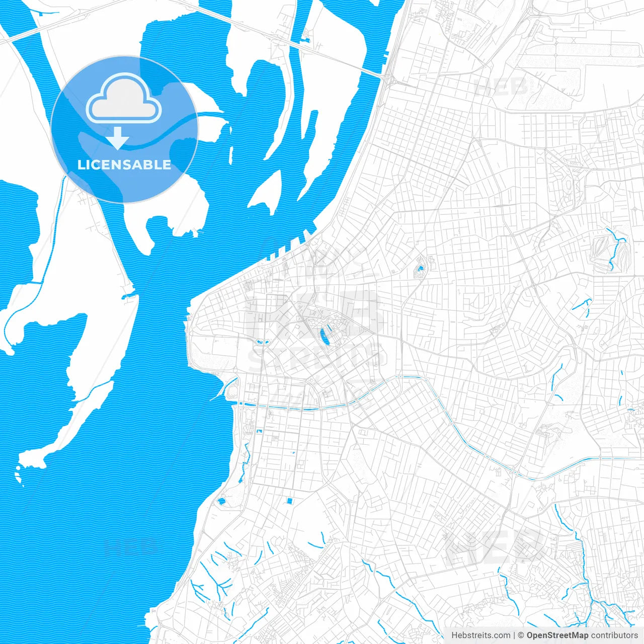 Rio Grande, Brazil PDF vector map with water in focus