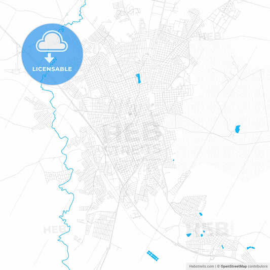 Rio Claro, Brazil PDF vector map with water in focus