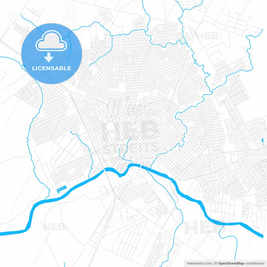 Rondonopolis, Brazil PDF vector map with water in focus