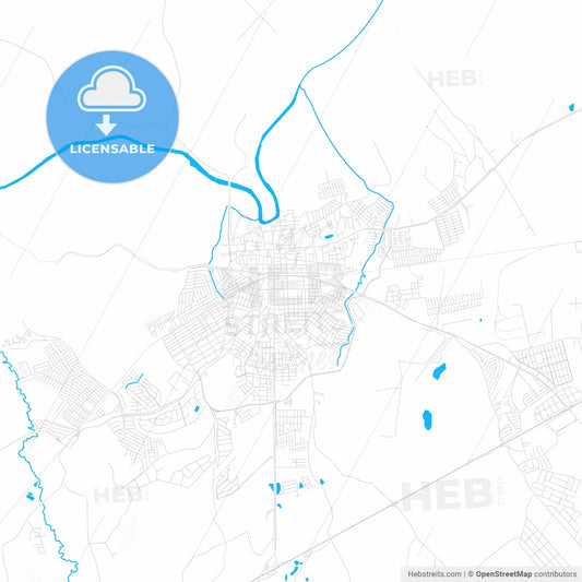 Pindamonhangaba, Brazil PDF vector map with water in focus