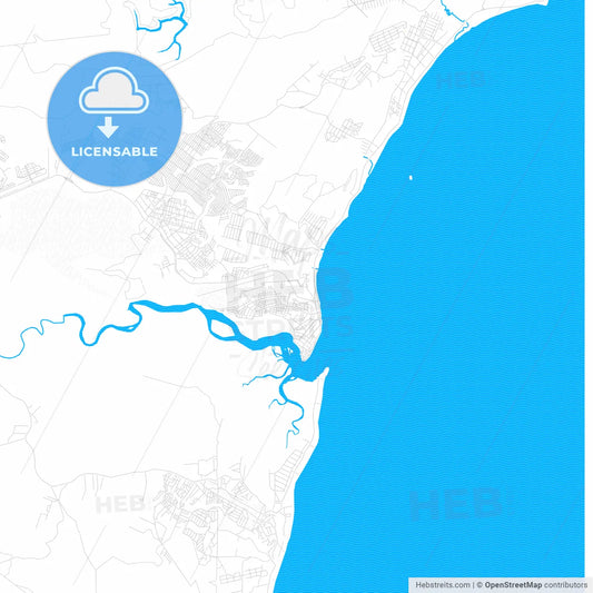 Porto Seguro, Brazil PDF vector map with water in focus