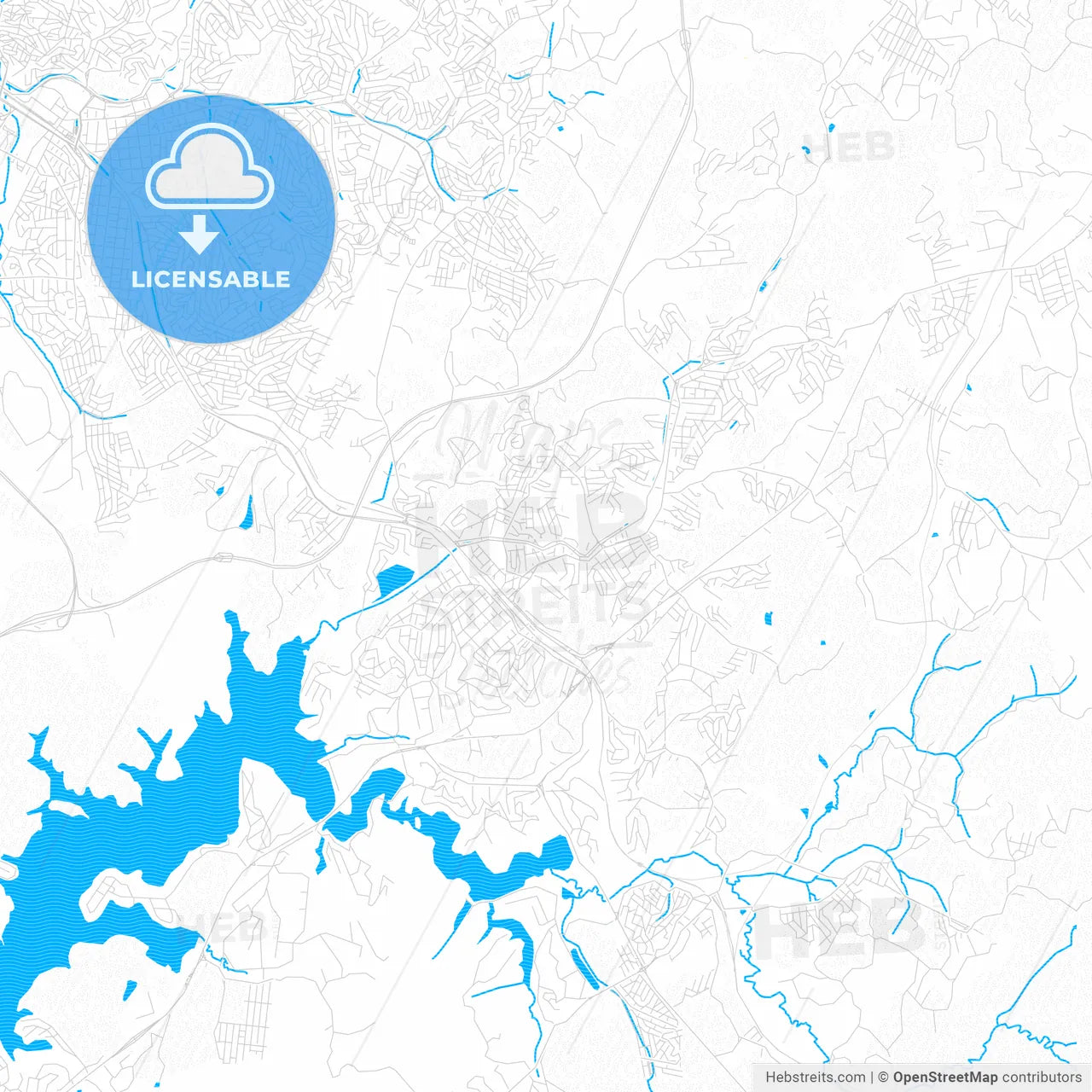 Ribeirao Pires, Brazil PDF vector map with water in focus