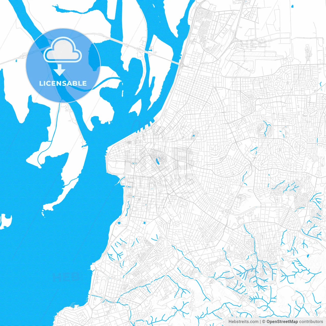 Poa, Brazil PDF vector map with water in focus