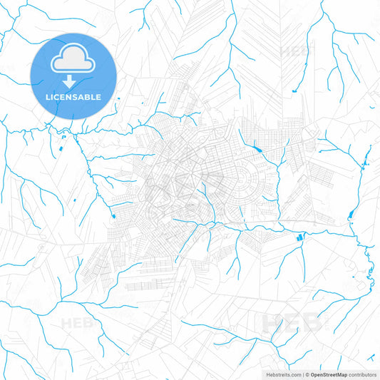 Umuarama, Brazil PDF vector map with water in focus