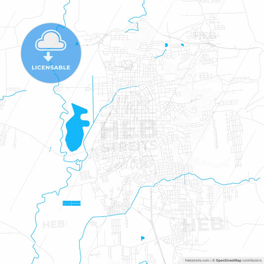 Santa Cruz do Sul, Brazil PDF vector map with water in focus