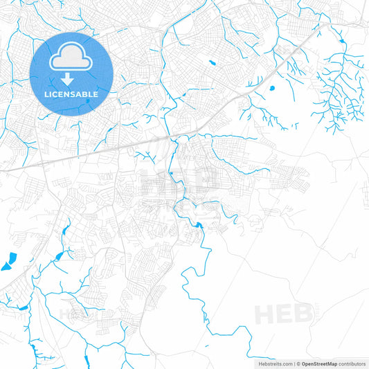 Votorantim, Brazil PDF vector map with water in focus
