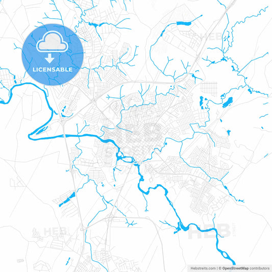 Salto, Brazil PDF vector map with water in focus