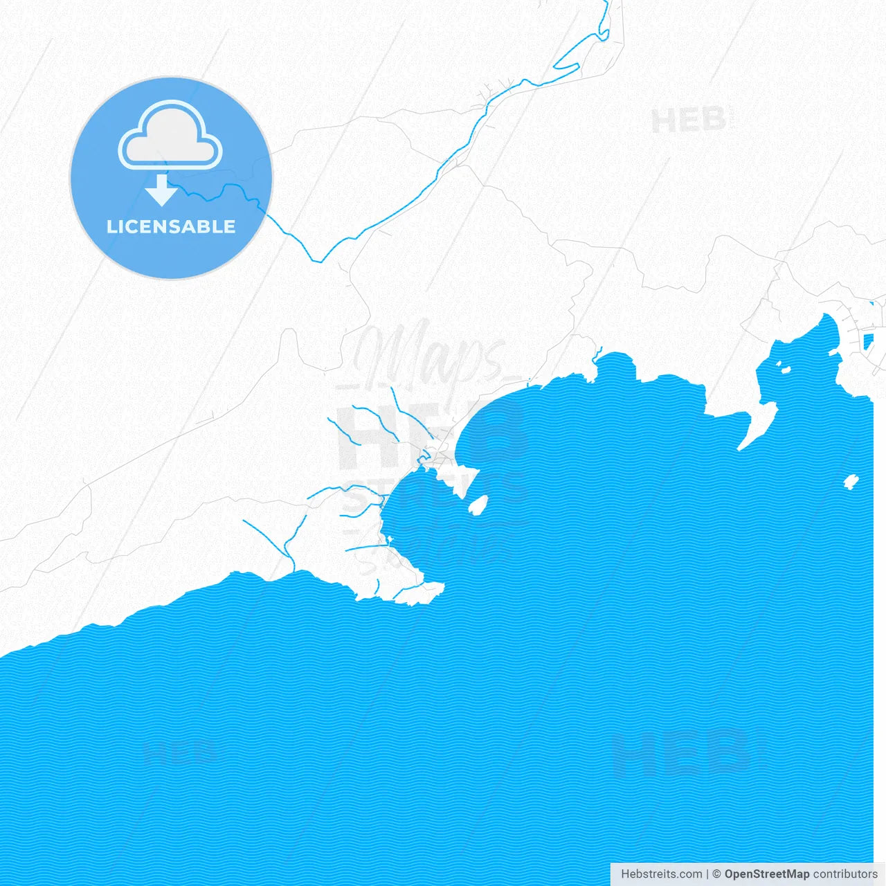 Trindade, Brazil PDF vector map with water in focus