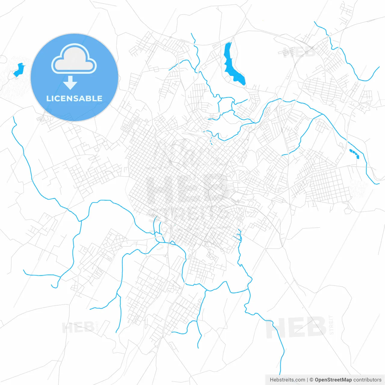 Santana do Livramento, Brazil PDF vector map with water in focus