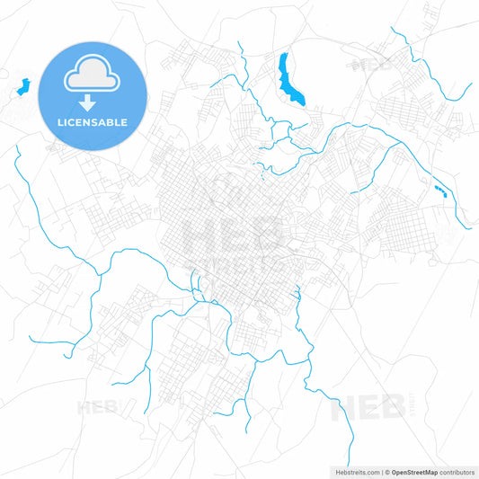 Santana do Livramento, Brazil PDF vector map with water in focus