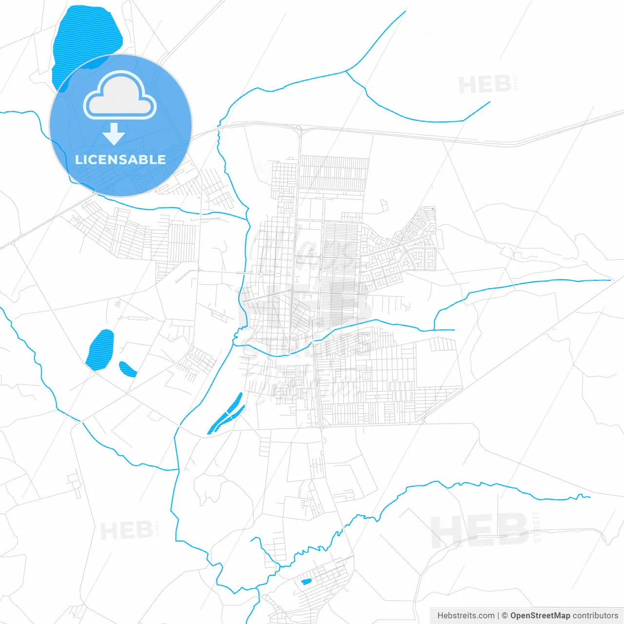 Planaltina, Brazil PDF vector map with water in focus