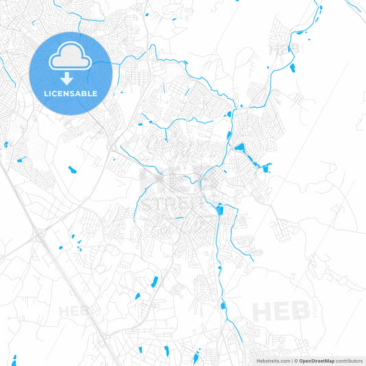 Valinhos, Brazil PDF vector map with water in focus